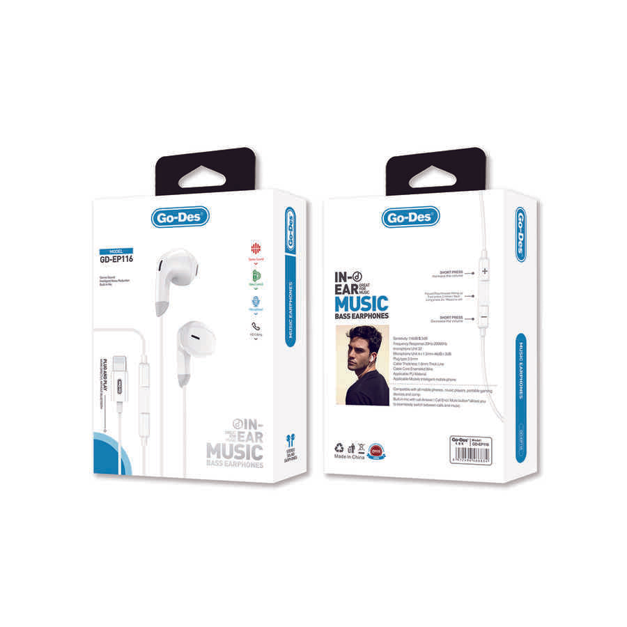 Go-Des GD-EP116 Gürültü Önleyici Kulakiçi Lightning Kulaklık - 2 Go-Des GD-EP116 Gürültü Önleyici Kulakiçi Lightning Kulaklık - 2